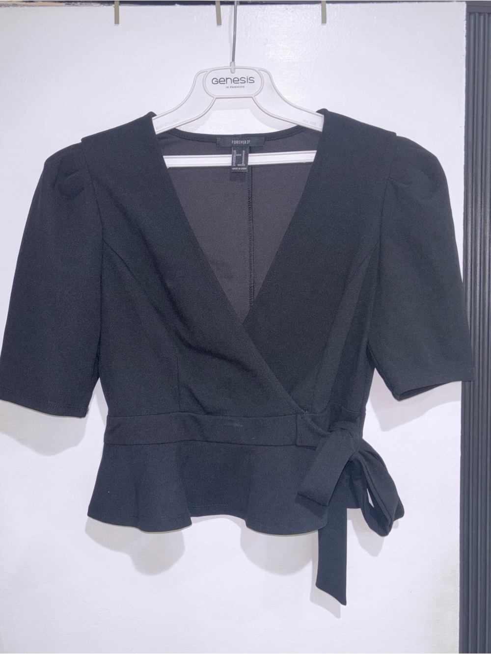 Black crossover blouse